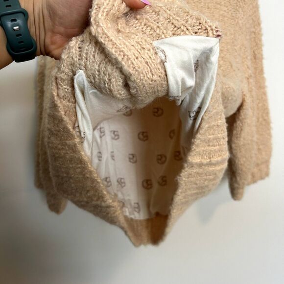 Anthro HWR Cardigan Mohair Sweater Large Dusty Pink 3/4 Sleeve Button-front - Picture 7 of 15